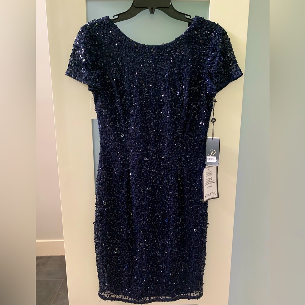 NWT - ADRIANNA PAPELL - Navy fully sequined dress